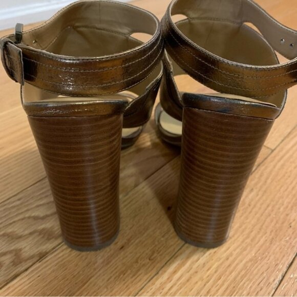 Nine West 8 Leather Stacked Heel Sandals - Picture 4 of 5